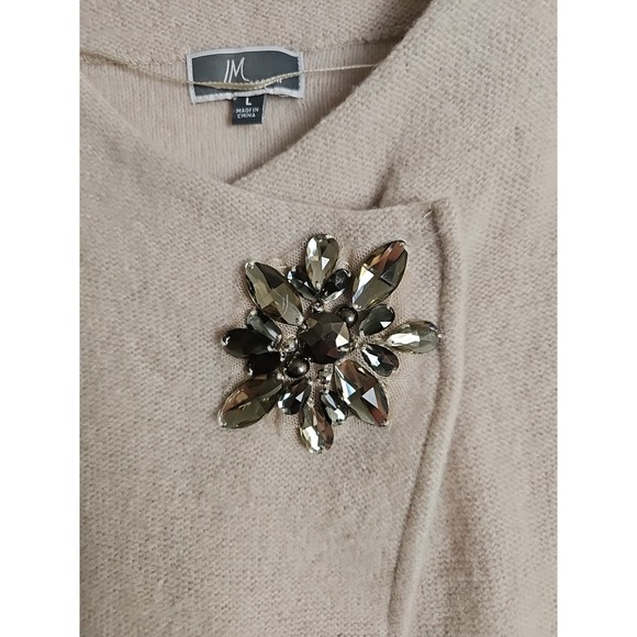 JM Collection Wool Wrap Cardigan Sweater Poncho Jacket Size L  Rhinestones - Picture 2 of 7